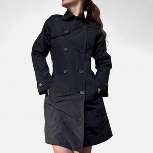 Mango black nylon trench coat high collar